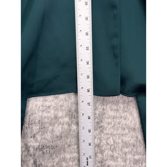 New MISA Los Angeles Top Medium Womens Emerald Green Satin Wrap Jacket Blouse - Picture 6 of 8